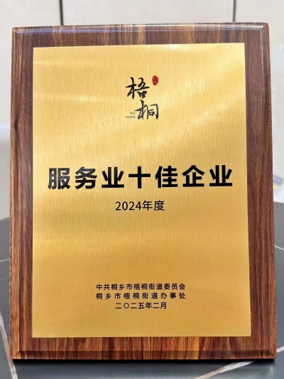469 桐鄉德奧榮獲“2024年度服務業十佳企業”榮譽稱號